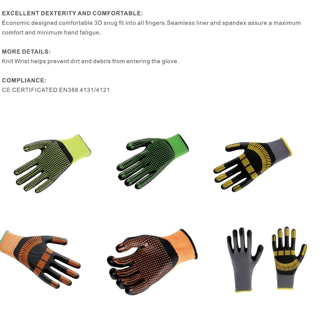 Micro-dot palm nitrile-coated work gloves 15G or 18G