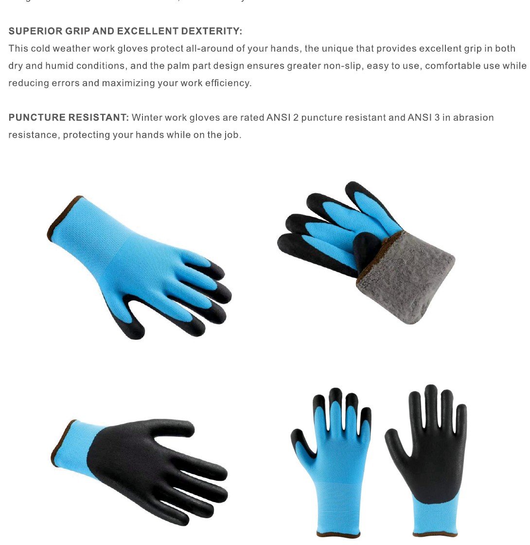 Winter thermal nitrile-coated work gloves